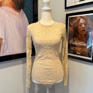 Zimmerman Cream Lace Long Sleeve Bodysuit XS